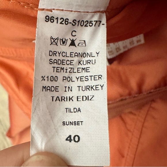 New Tarik Ediz Tilda Sunset Orange Asymmetrical Wrap Gown size 40 - Picture 10 of 10